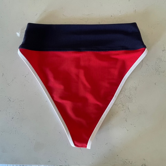 Beach Riot Emmy High-Waist Bikini Bottom Red Americana Colorblock - Picture 12 of 13